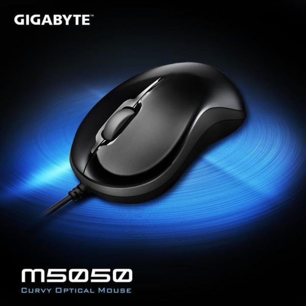 110124 Gigabyte M5050 Glossy Black Curvy USB Wired Optical 800DPI Mouse