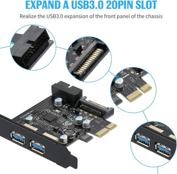 254276 BEYIMEI PCI E to USB 3 2 Port Expansion Card w SATA Power USB 3