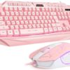 254266 Pink Gaming Keyboard Mouse Combo MageGee GK710 Wired Backlight