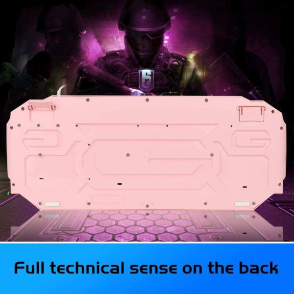 254265 Pink Gaming Keyboard Mouse Combo MageGee GK710 Wired Backlight