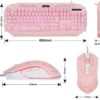 254267 Pink Gaming Keyboard Mouse Combo MageGee GK710 Wired Backlight